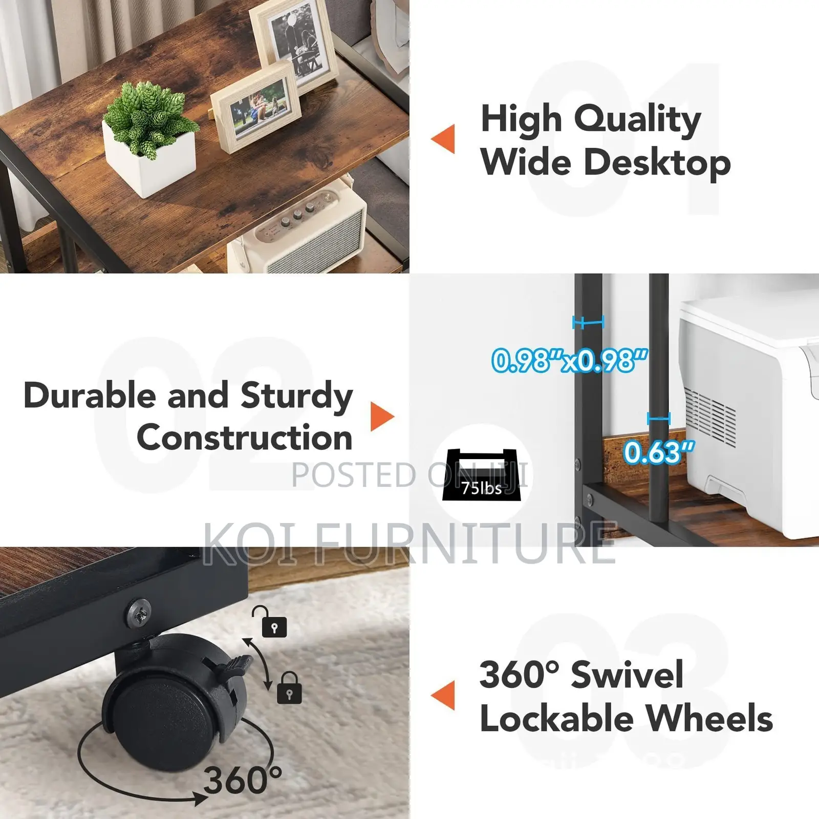 Office Wooden Printer and Stamp Carrier Stand