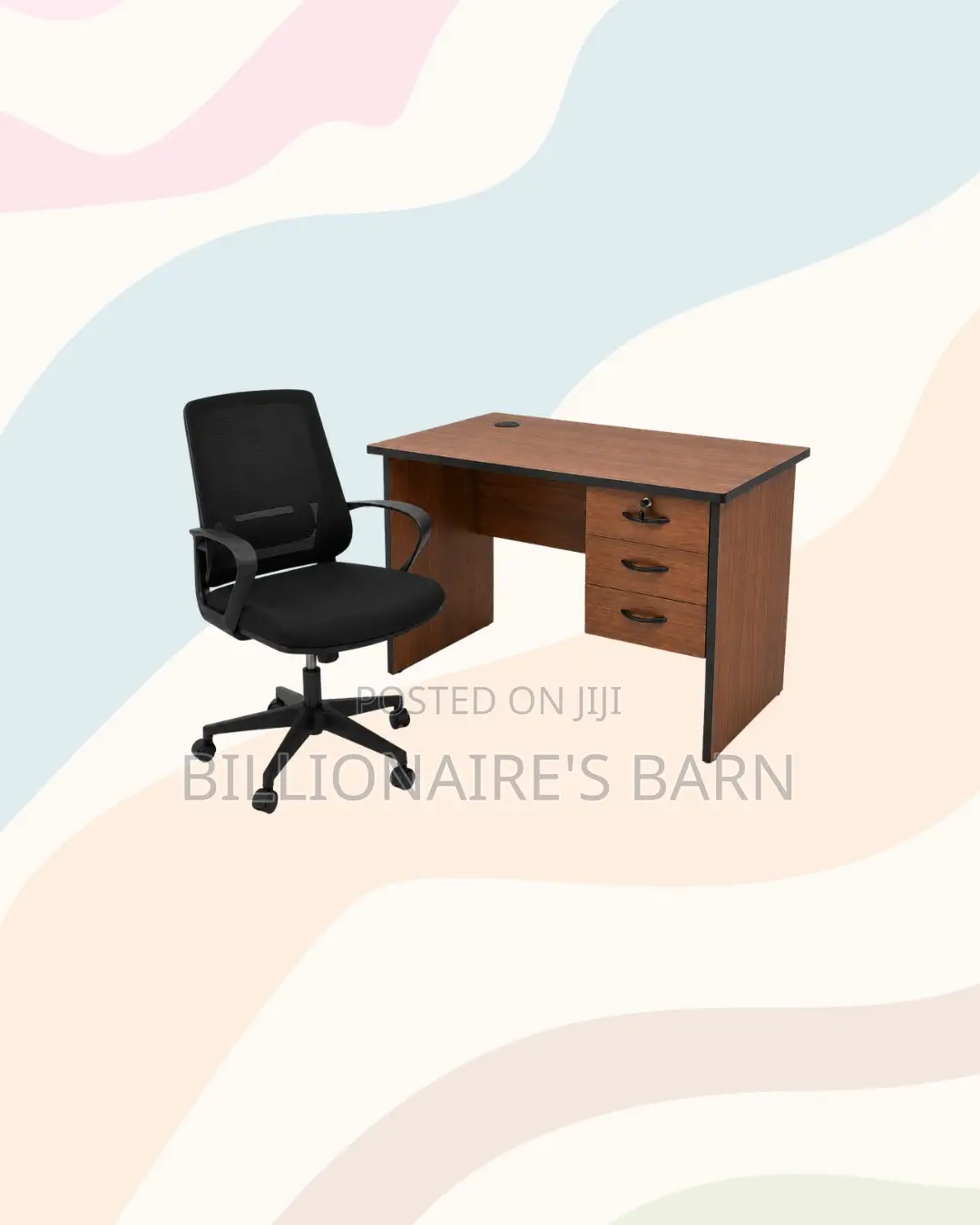 Modern 1m Desk and Black Mid-Back Ergonomic Mesh Chair - Focused Work