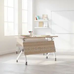 Office Desk; Foldable Office Meeting Table With Wheels