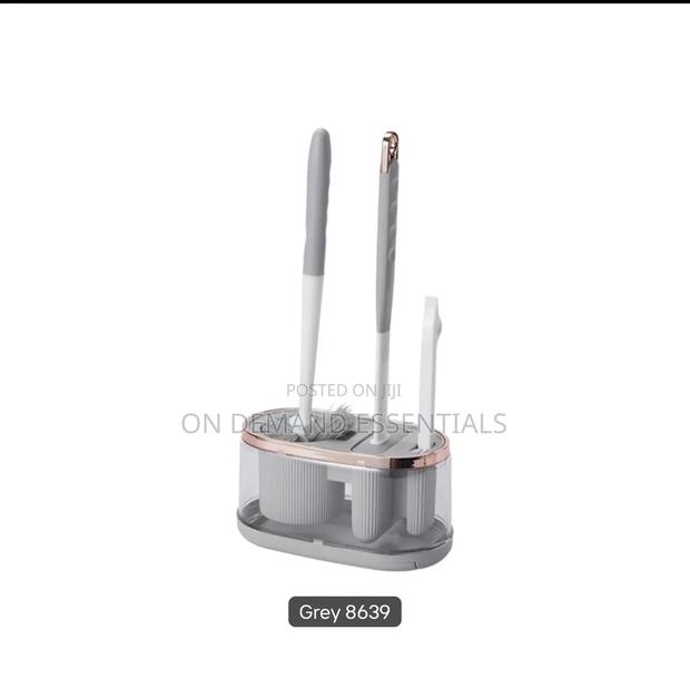 3in1 Wall Mounted Toilet Brush Set With Dense Bristles