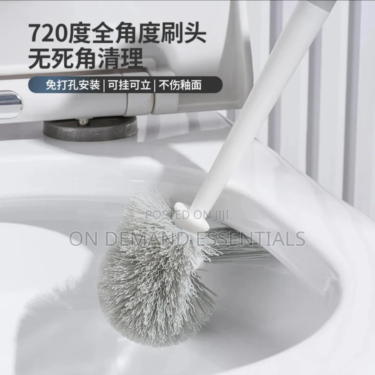 3in1 Wall Mounted Toilet Brush Set With Dense Bristles