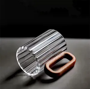 Stylish, Unique Heat Resistant Borosilicate Ribbed Glass Mugs