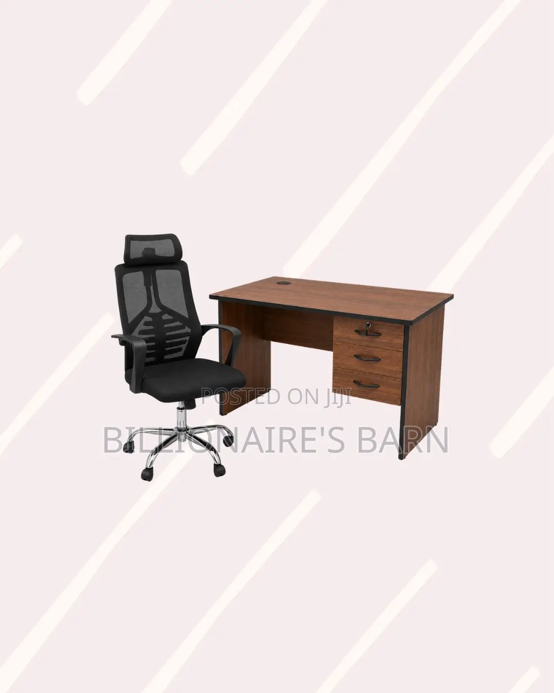 Desk and High-Back Ergonomic Mesh Chair for Clear Workspaces