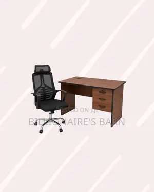 Desk and High-Back Ergonomic Mesh Chair for Clear Workspaces