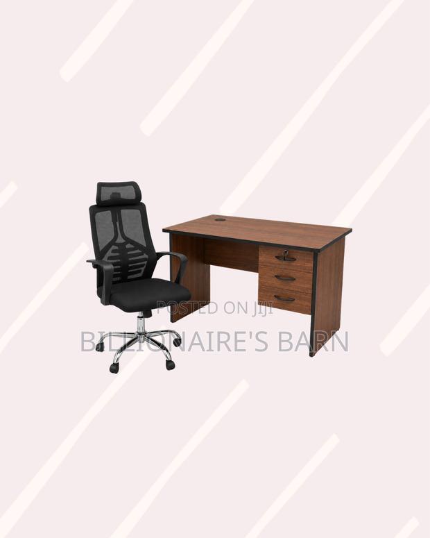 Desk and High-Back Ergonomic Mesh Chair for Clear Workspaces - thumbnail 2