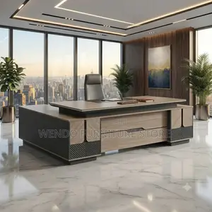 Offce Desk; 2.4 Meters Executive L Shaped Wooden Management Desk