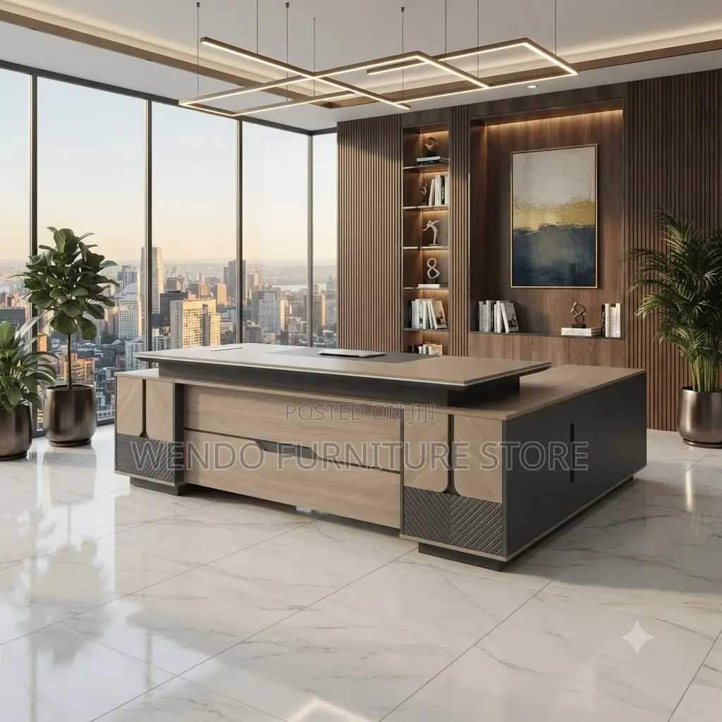 Offce Desk; 2.4 Meters Executive L Shaped Wooden Management Desk