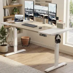 Office Desk; 1.4 Meters Electric Adjustable Height Home Office Table