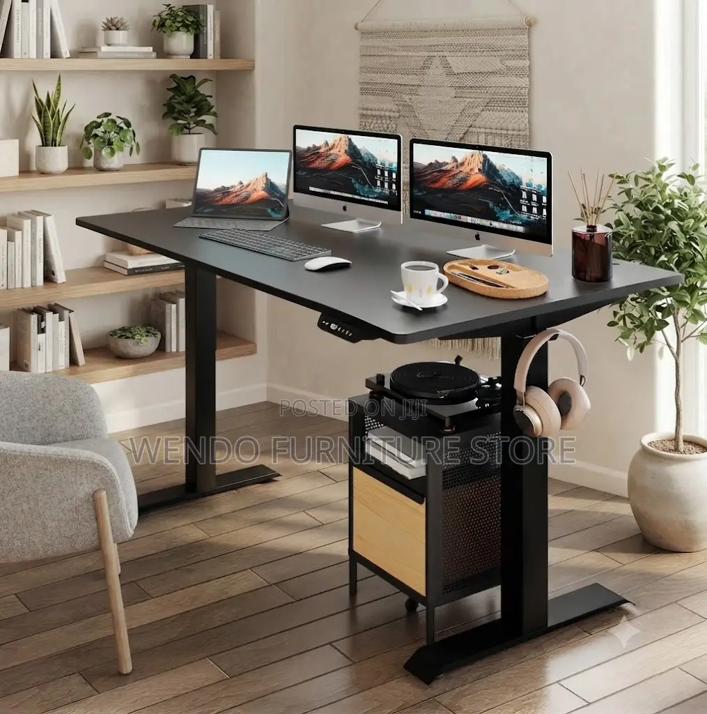 Office Desk; 1.4 Meters Electric Adjustable Height Home Office Table
