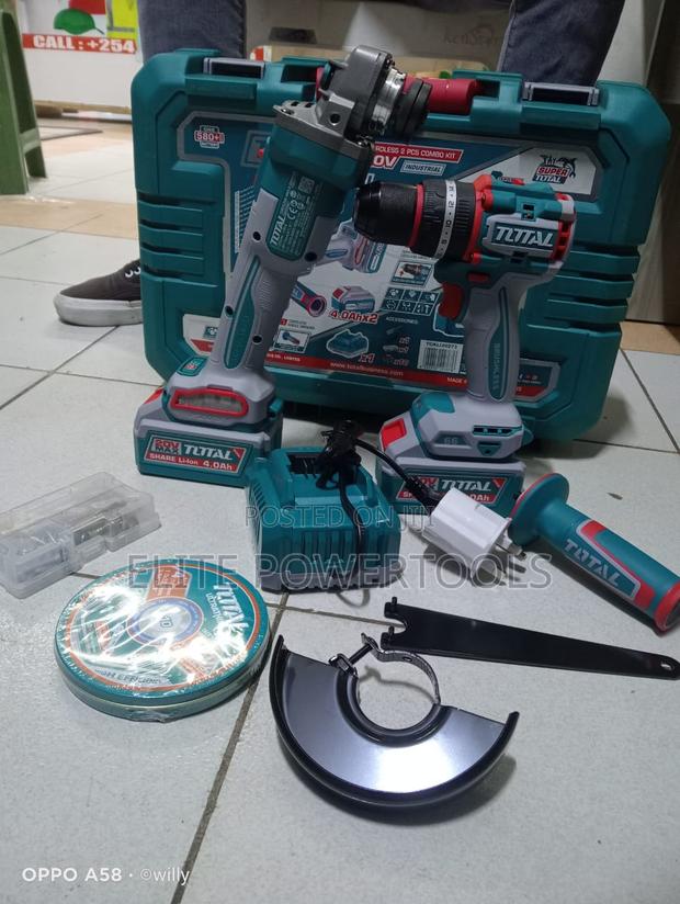 TOTAL 20V Cordless Drill 4" Grinder Combo Kit - thumbnail 2
