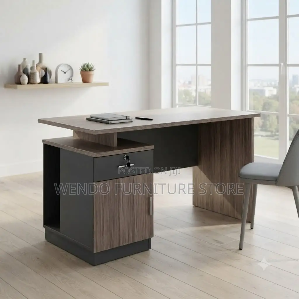 Office Desk; 1.4 Meter Home Office Brown Top Karrier Desk