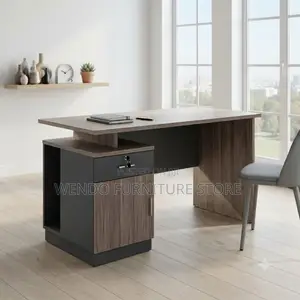 Office Desk; 1.4 Meter Home Office Brown Top Karrier Desk
