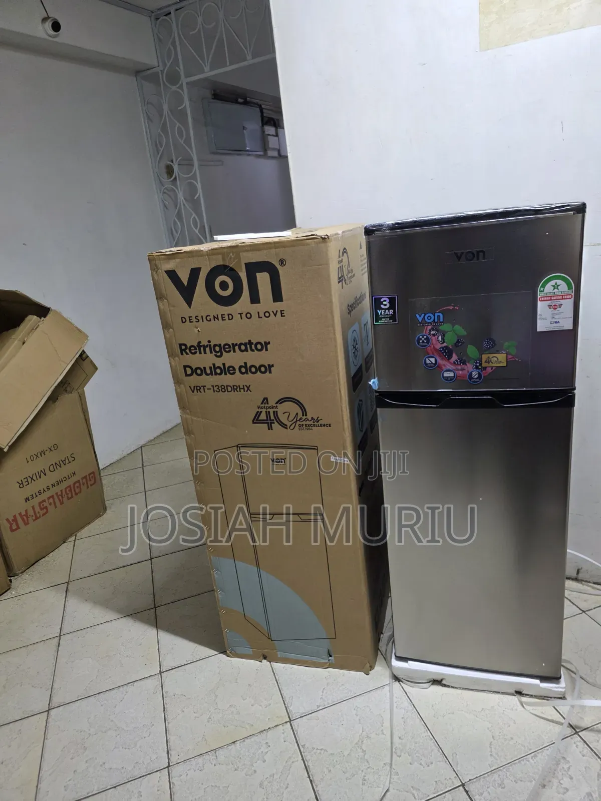 Von Double Door Refrigerator 138Litres