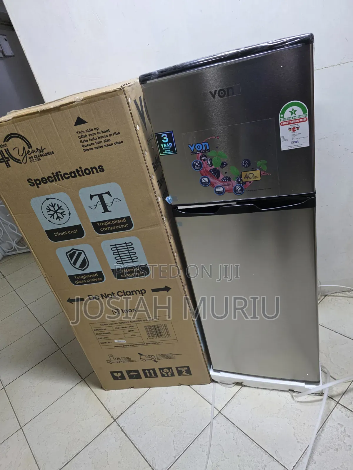 138L Von Double Door Refrigerator