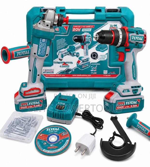 TOTAL 20V Cordless Drill 4" Angle Grinder Combo Kit - main view