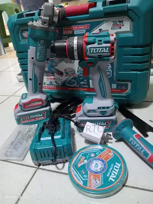 TOTAL 20V Cordless Drill 4" Angle Grinder Combo Kit