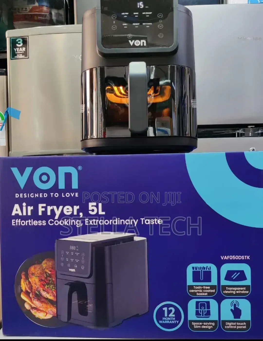 Von 5L Digital Slim Design Air Fryer