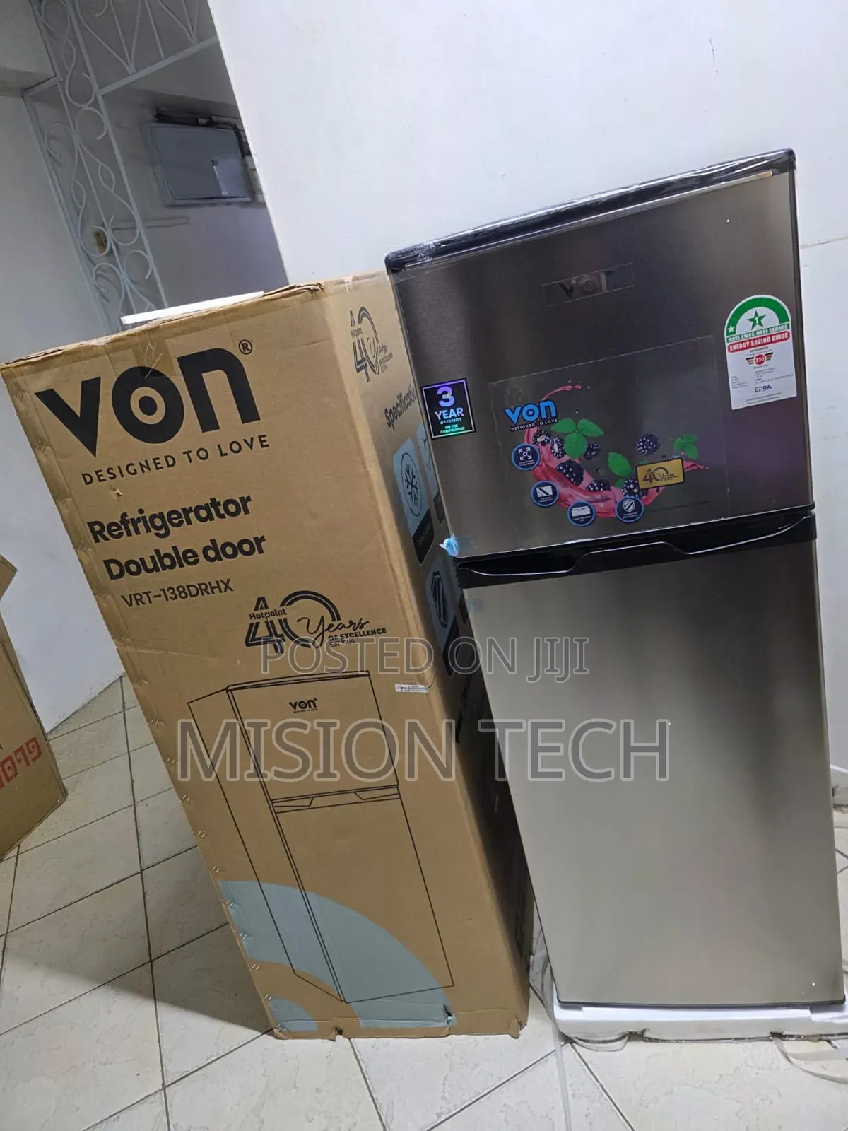 Von Double Door Refrigerator 138L **