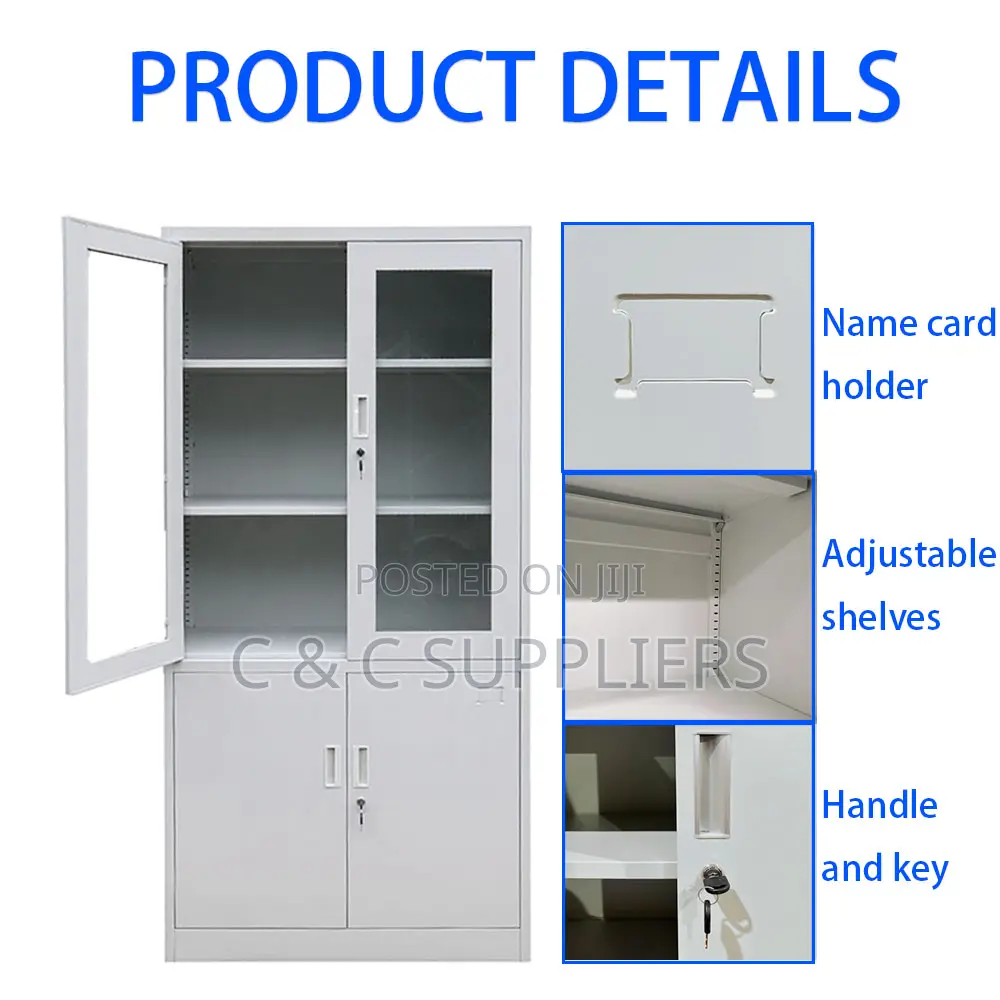 2-Door Half Glass Display File Cabinet