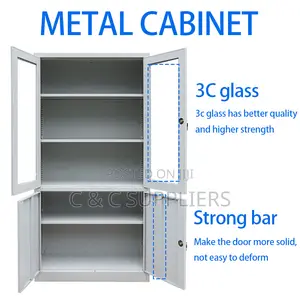 2-Door Half Glass Display File Cabinet