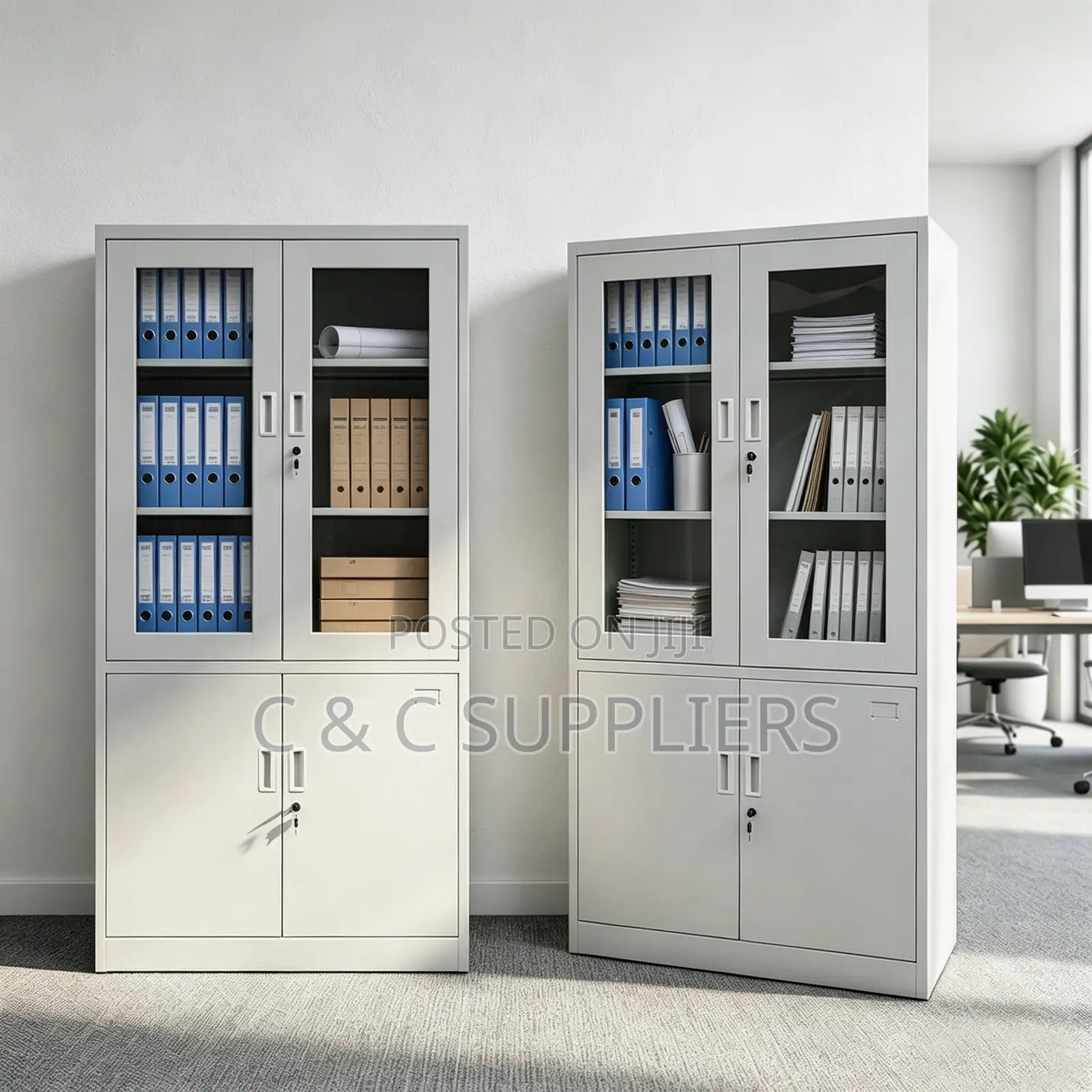 2-Door Half Glass Display File Cabinet