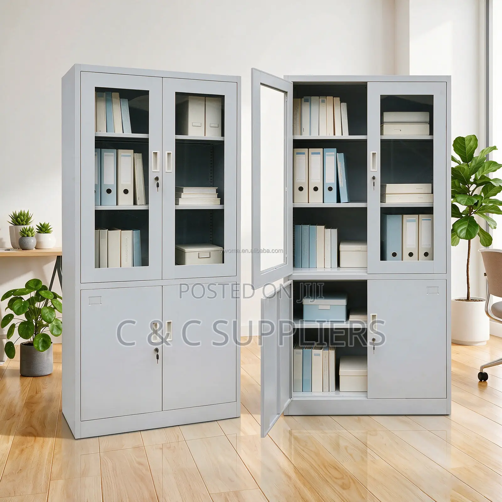 2-Door Half Glass Display File Cabinet