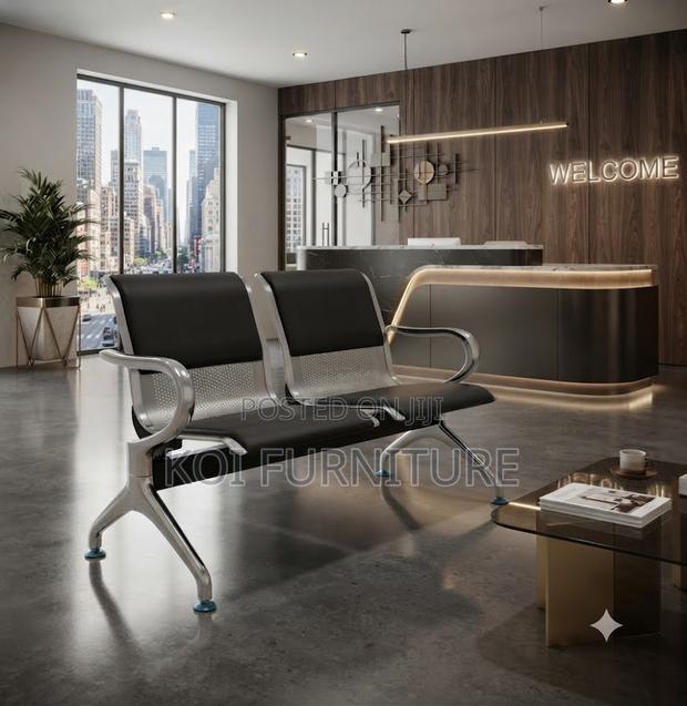 Office Bench; Two Seaters Metallic Reception Visiting Site Bench - main view