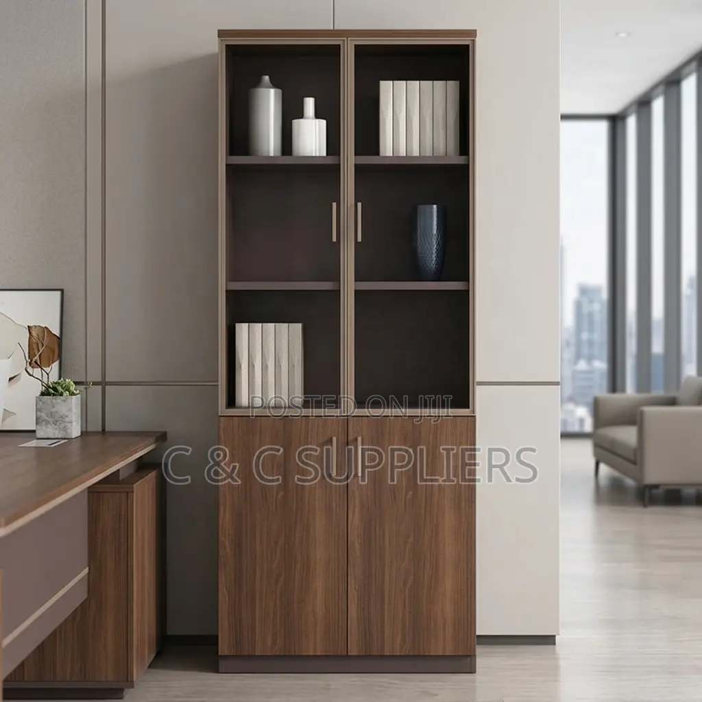 2-Swing Door Wooden Lockable Cabinet