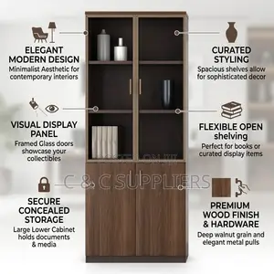 2-Swing Door Wooden Lockable Cabinet