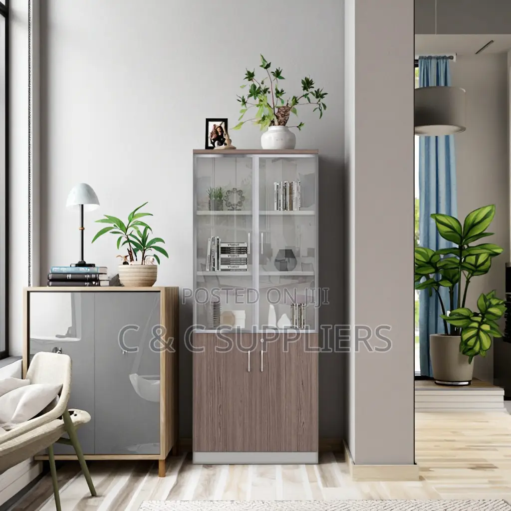 2-Swing Door Wooden Lockable Cabinet
