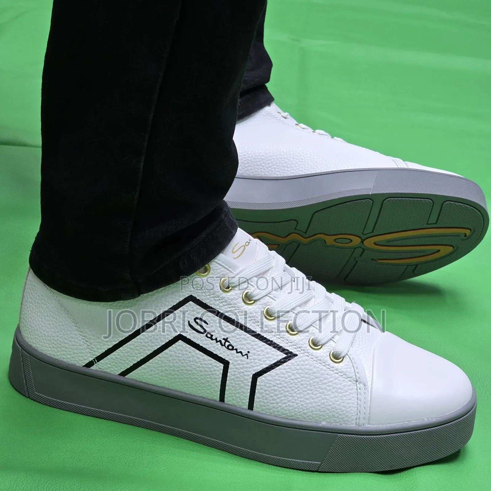 Santoni Mens Leather Casual Sneakers