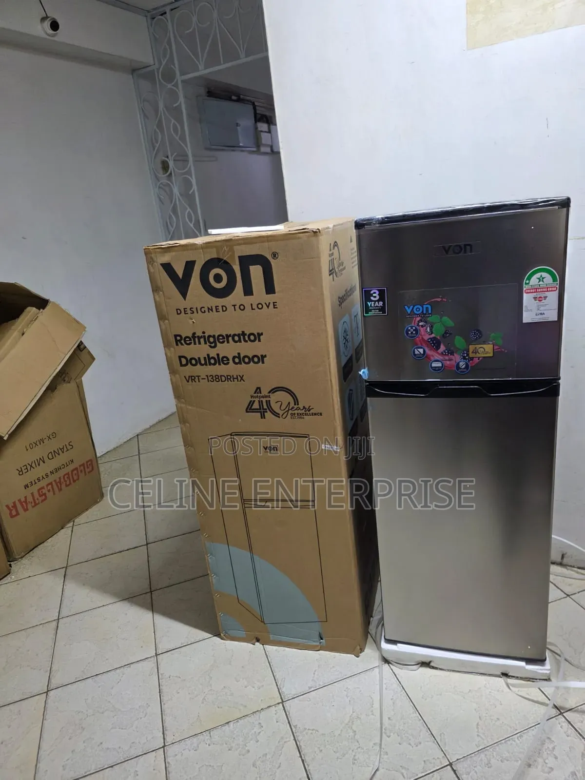Von 138L Double Door Fridge Freezer