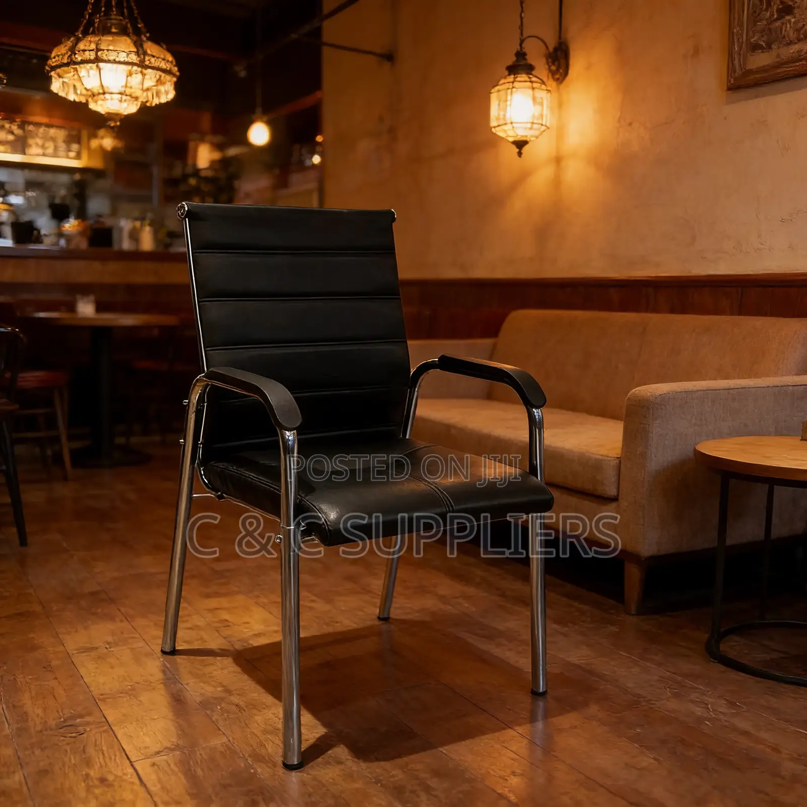 Leather Padded Reception Guest Chair.