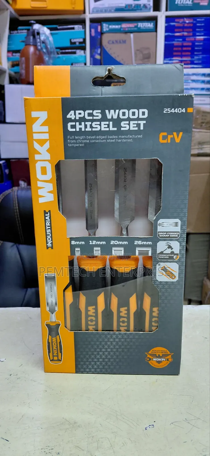 Wokin 4-Piece Wood Chisel Set (Industrial Grade, Item 254404)