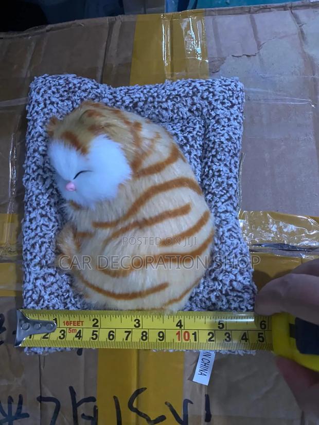 Sleeping Cat Plush Cat Toy With Attached Knitted Cushion Bed - thumbnail 2