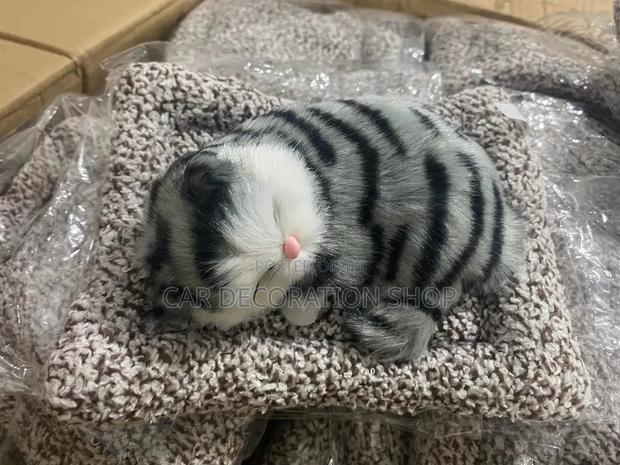 Gray Stripped Cute Sleeping Cat Soft Toy Resting