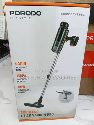 Porodo Cordless Stick Vacuum Pro 110W Handheld Vacuum Cleaner in Black