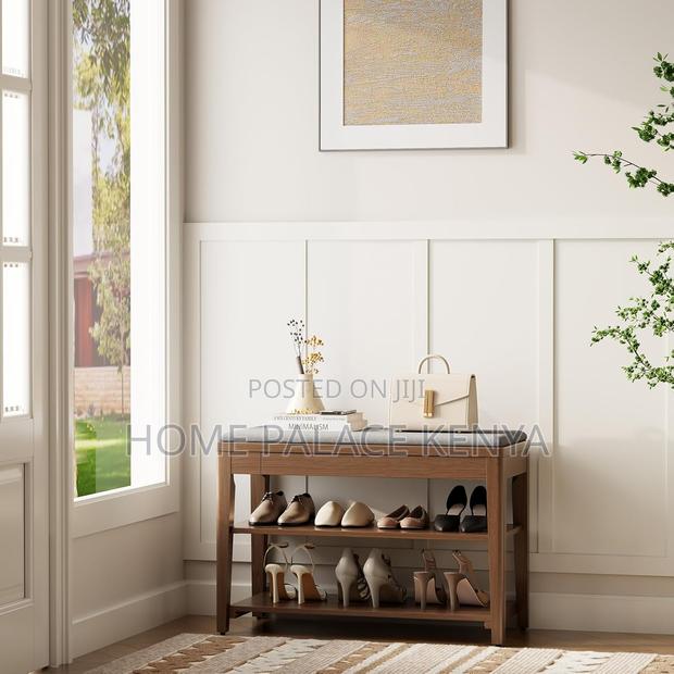 Entryway Rack: Decorative Shoe Placement Rack With Cushioned Top