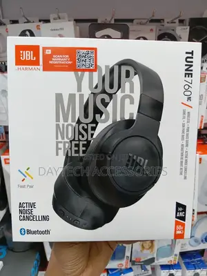 JBL Tune 760NC Active Noise-Cancelling Wireless Headphones in Black.