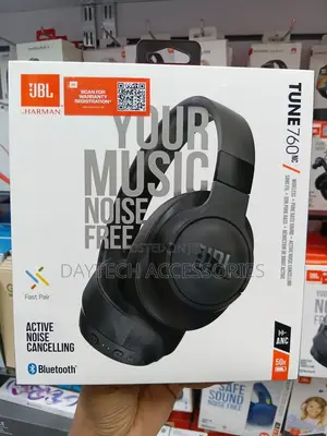 JBL Tune 760NC Active Noise-Cancelling Wireless Headphones in Black.