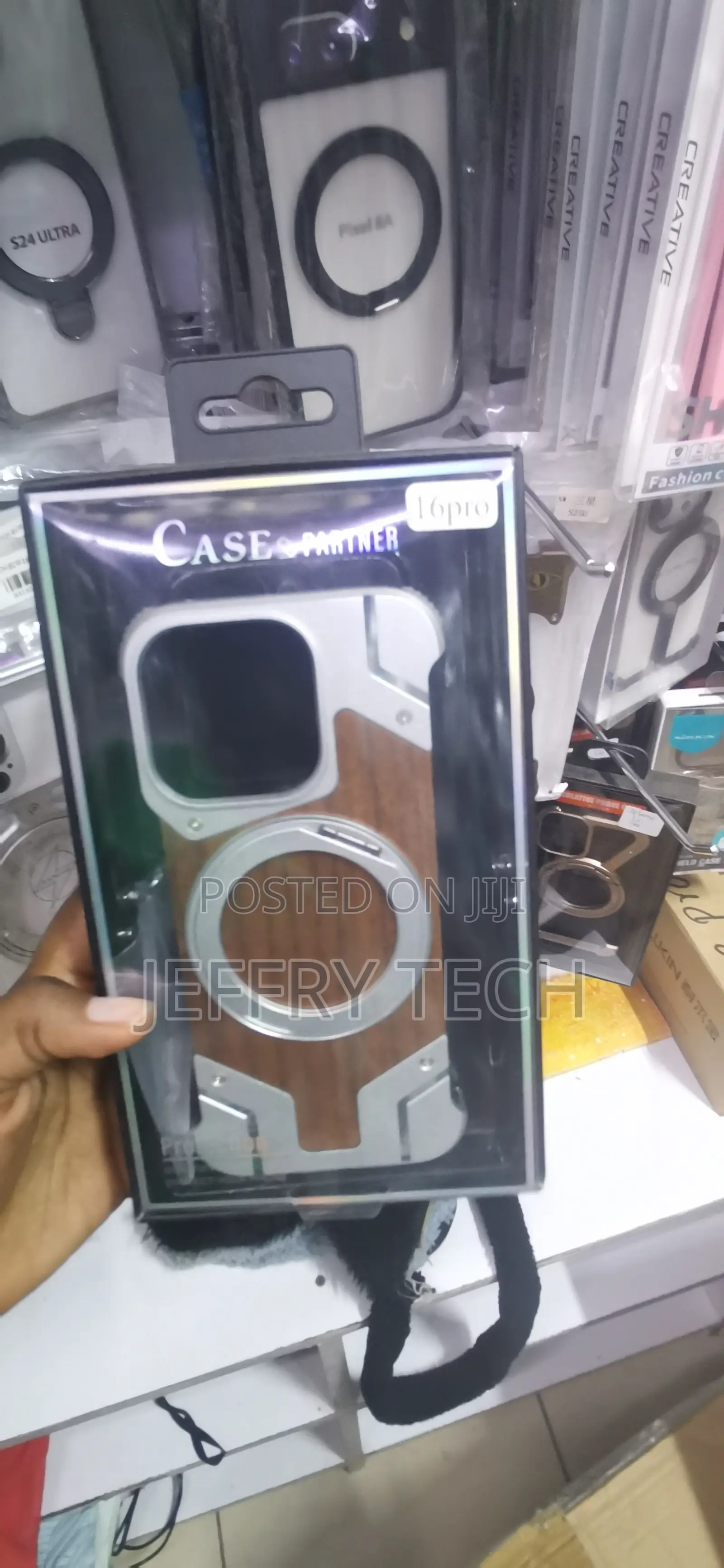 iPhone 16 Pro, Featuring a Wood Grain Back Case