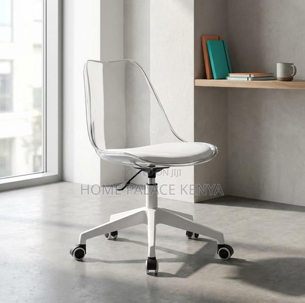 Study Chair: Armless Acrylic Rolling Desk Chair