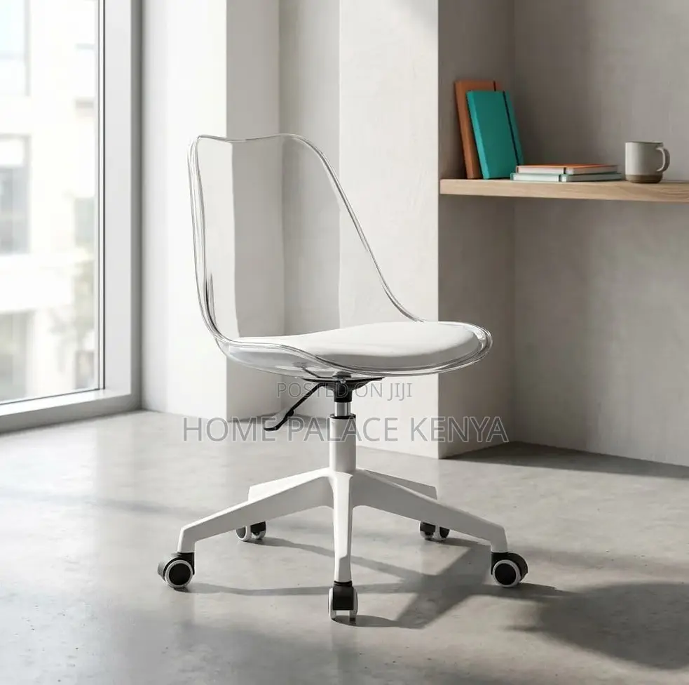 Study Chair: Armless Acrylic Rolling Desk Chair