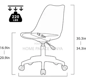 Study Chair: Armless Acrylic Rolling Desk Chair