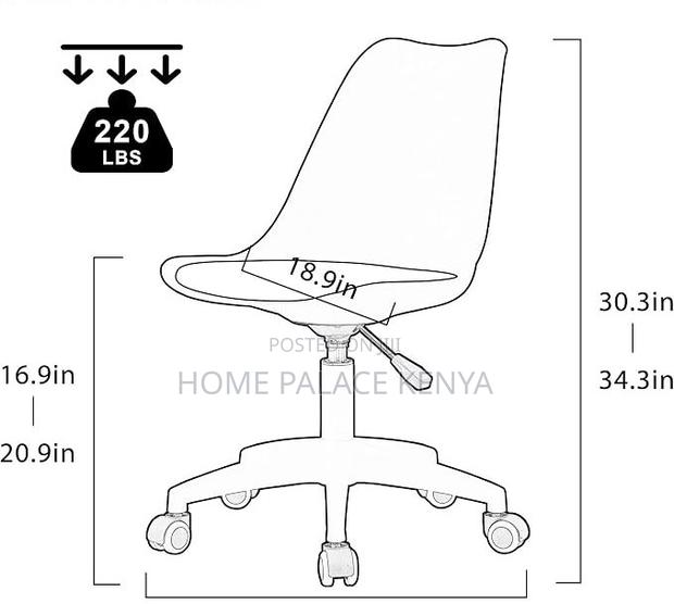 Study Chair: Armless Acrylic Rolling Desk Chair - thumbnail 2