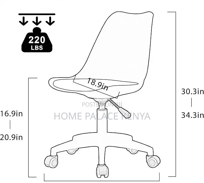 Study Chair: Armless Acrylic Rolling Desk Chair