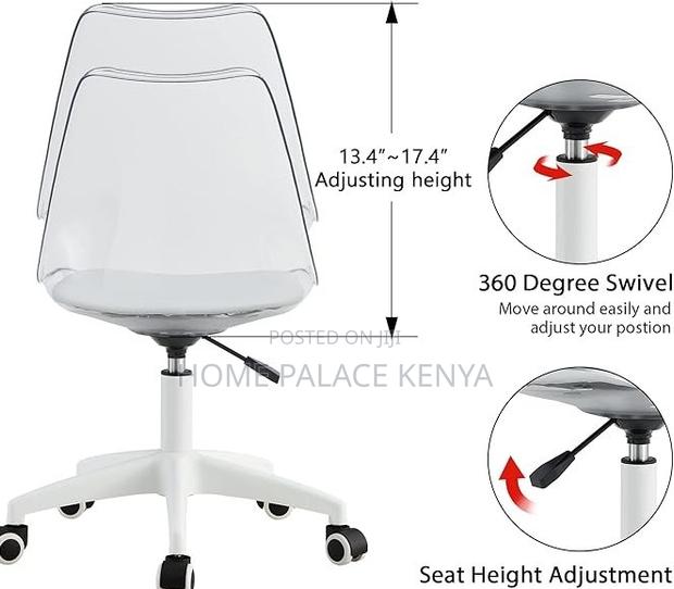 Study Chair: Armless Acrylic Rolling Desk Chair - thumbnail 3