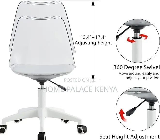 Study Chair: Armless Acrylic Rolling Desk Chair
