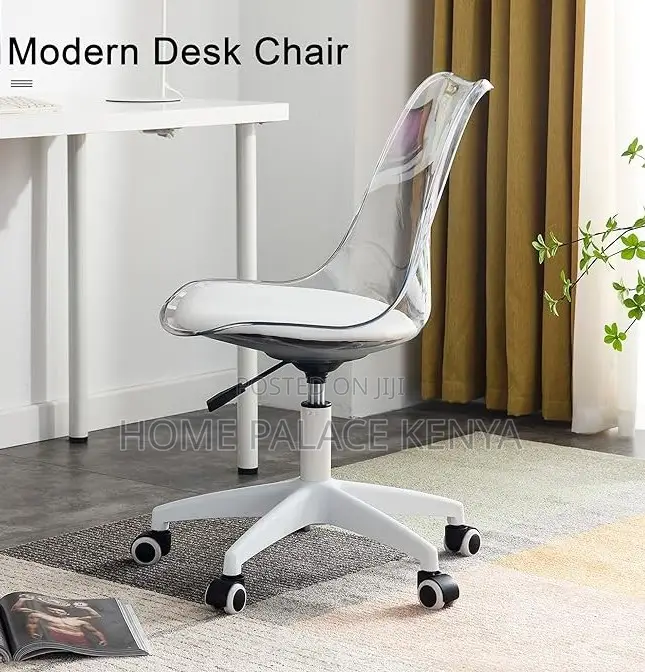 Study Chair: Armless Acrylic Rolling Desk Chair