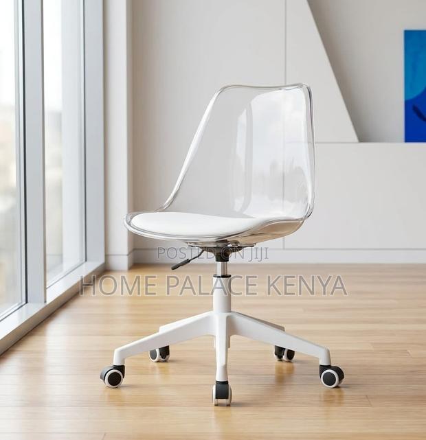 Study Chair: Armless Acrylic Rolling Desk Chair - thumbnail 7